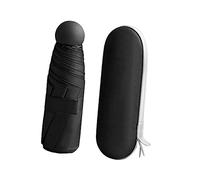 Yunmeryker Mini Plegable Compacto Portátil Resistente Al Viento Impermeable Protección Solar para Hombres Mujeres Adecuado para Excursiones Trabajo, Negro con Estuche