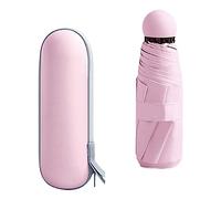 Yunmeryker Mini Plegable Compacto Portátil Resistente Al Viento Impermeable Protección Solar para Hombres Mujeres Adecuado para Excursiones Trabajo, Rosa con Estuche