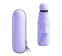 Yunmeryker Mini Plegable Compacto Portátil Resistente Al Viento Impermeable Protección Solar para Hombres Mujeres Adecuado para Excursiones Trabajo, Violeta con Estuche