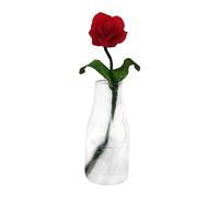 Yunmeryker Miniatura Florero Adorno Flor en Maceta Accesorio Material Resina Y Vidrio Adecuado para Casa de Muñecas Colección Micro Paisaje Regalo, Rosa roja