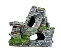 Yunmeryker Mountain Acuario Paisaje Ornamento Piedra Rocosa Cueva Refugio Resina Simulado Función Ocultamiento Apto para Betta Crayfish Peces, El 10x5.5x9cm