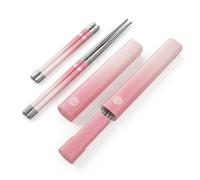 Yunmeryker Palillos Chinos Portátil lcópicos, de metal, con tuche compacto 127×22,4×18,4mm, para comida asiática , rosewood cherry blossom