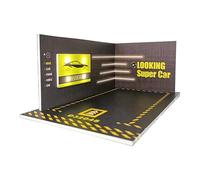 Yunmeryker Parking Lot Display Case de Modelo de Coche a Escala 1/24 con Diseño de Iluminación Integrado Soporte para Diorama Coleccionable Decoración de Escrito, Negro