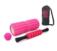 Yunmeryker Rodillo masaje muscular, foam roller curvo 33cm, masaje muscular alta densidad, con bola masaje 6,3cm y banda resistencia