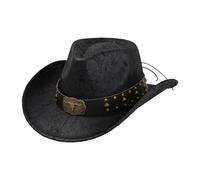 Yunmeryker Sombrero Vaquero Adultos Unisex Sombrero de Disfraz Gorro Amplio para Sol Material PU Transpirable Adecuado para de Disfraces Pesca Senderismo, Negro
