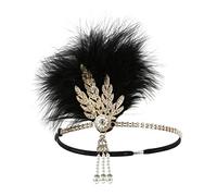 Yunmeryker Vintage Diadema de Plumas con Perlas y Cristales Brillantes Flexible de Estilo Retro años Veinte Adecuada para Fiestas de Disfraces