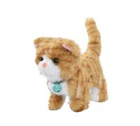 Yunmeryker Walking Gato de Peluche Interactivo con Grabación de Voz Canciones Movimiento Realista Y Leash Adecuado para Niños Diversión Educativa Y Actividades C, Rayas Amarillas