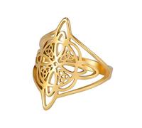 Yunnan Sourcing Anillos de Nudo de Brujas Huecas Vintage Anillo de declaración Ancho Simple Amuletos celtas Anillo de Dedo Joyería de brujería Anillos de Nudo de Bruja para Mujeres