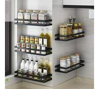 YunNasi 1 Pcs Organizador de Especias Cocina Soportes para Botes de Especias Montado en Pared Una Unidad Estantería de Especiero Para Cocina Baño y Balcón, (Negro mate, 20cm)
