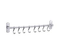 YunNasi Colgador de Utensilios de Cocina con 8 Ganchos Barra y 2 Tornillos, 50 cm Soporte para Utensilios de Cocina de Aluminio Estante Colgante en la Pared para Cocina, Baño, Bar