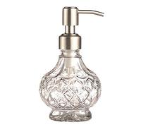 YunNasi Dispensador de jabón con Bomba de Acero Inoxidable, diseño de Cristal Transparente, Vintage y Elegante, jabonera líquida Recargable, dispensador de jabón para mostrador de baño, Fregadero de