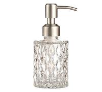 YunNasi Dispensador de jabón con Bomba de Acero Inoxidable, diseño de Cristal Transparente, Vintage y Elegante, dispensador de jabón líquido Recargable para encimera de baño, Fregadero de Cocina