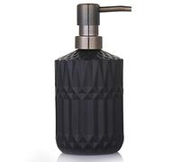 YunNasi Dispensador de Jabón Líquido Dosificador de Jabón Hecho de Vidrio para Detergente para Platos, Loción de Champú, Encimera de Baño, Cocina, Lavadero (Negro)