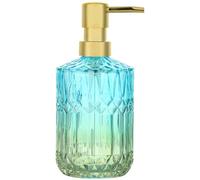YunNasi Dispensador de Jabón Líquido Dosificador de Jabón Hecho de Vidrio para Detergente para Platos, Loción de Champú, Encimera de Baño, Cocina, Lavadero (Azul Verde)