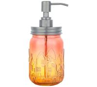 YunNasi Dispensador de Jabón Líquido Dosificador de Jabón Hecho de Vidrio y Boquilla de Acero Inoxidable para Detergente para Platos, Loción de Champú, Encimera de Baño, Cocina, Lavadero (RojoNaranja)