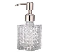 YunNasi Dispensador de jabón líquido recargable con bomba de acero inoxidable, diseño de cristal transparente, vintage y elegante, para encimera de baño, fregadero de cocina (estilo 4)