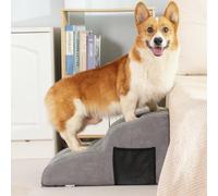 YunNasi Escalera de 2 Etapas para Perros y Gatos, Rampa para Mascotas Pequeñas, con Funda Lavable y Fondo Antideslizante, para Sofá o Cama (2 Pasos-Gris)