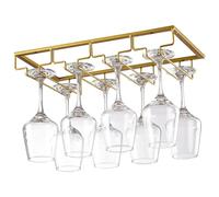 YunNasi Soportes para Copas de Vino de Metal Organizador Mantener los Vasos Secos Debajo del Gabinete con Tornillos para Bar Restaurante Cocina (4 Filas, Dorado)