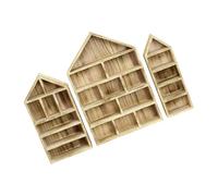YUNNIAN Juego de 3 estantes de madera con forma de casa montados en la pared para colecciones de figuras en miniatura, armarios de almacenamiento a prueba de polvo, decoración del hogar, estantes de