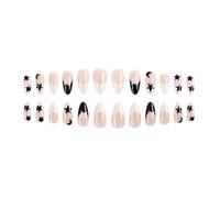 YUNNIAN Uñas postizas brillantes a presión con forma de almendra en 12 tamaños, 24 piezas de uñas francesas para arte de uñas