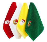 Yunobi Juego de 4 toallas de mano de Navidad, 100% algodón puro toallas de Navidad diseño bordado toallas de lavabo para baño cocina decorativa