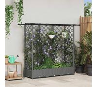 Yunovire Elevated Garden Bed with Climbing Trellis and Canopy in Light Grey 164 x 40 x 121 cm Durable PP for Outdoor Patio Balcony Yard and Vertical Plant Support