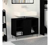 Yunovire Mueble de baño negro de madera 80 x 33 x 60 cm con espacio de almacenamiento y puertas con bisagras, montaje en pared, diseño moderno para baño, aseo de invitados, tocador y toallero