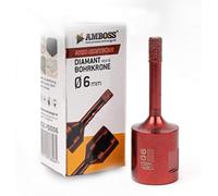 Yunque RED Edition M14 Corona de perforación de diamante para amoladora angular de gres porcelánico, baldosas duras, granito/corona de perforación en seco ideal (Ø 6 mm)