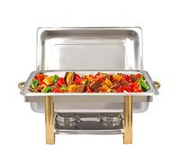 YUNRUX Recipiente de acero inoxidable de 9 L, aislamiento de alimentos, recipiente para calentar alimentos con quemador de alcohol, juego de recipientes para pasta de combustión, juego de buffet