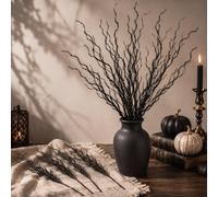 Yunsailing 16 ramas de sauce rizado de Navidad, púas de árbol de Navidad con purpurina, tallos de Navidad de 20 pulgadas, ramas para árbol de Navidad, invierno, manualidades, relleno de corona (negro,