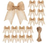 Yunsailing 30 lazos de arpillera naturales de arpillera, arpillera, arpillera, lazo rústico, lazos decorativos hechos a mano, con cuerdas para manualidades, árbol de Navidad, casas, festivales,