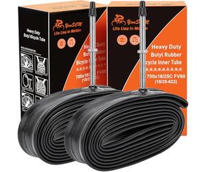 YunSCM 2PCS 18/25-622 Engrosar cámaras de Aire 700x18C/23C/25C FV80mm Valve Compatible 28 Pulgadas Bicicleta cámaras de Aire 700x18C 700x20C 700x21C 700x22C 700x23C 700x25C