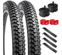 YunSCM Juego de 2 neumáticos de bicicleta de 18 pulgadas, 18 x 2,125 cm, revestimiento 57-355 Plus, paquete de 2 unidades, tubo de 18 pulgadas, cámara de 18 x 1,75/2,125 AV32 mm, válvula compatible