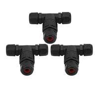 Yunseity 3 Conectores Impermables IP68 EN Forma de T de 3 Vías, Doble Impermable, Fácil de Cablear y Usar, para Equipos Impermeables Al Aire libre.