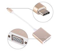 Yunseity Adaptador Tipo-C A VGA Cable de 9,84 Pulgadas, Adaptador Multipuerto USB 3.1 Reversible A VGA, USB C A para La Nueva Pulgadas. (GOLD)