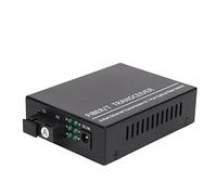 Yunseity Convertidor de Medios Ethernet de Fibra única 10/100m TX1310NM/RX1550NM, Indicadores LED para un Fácil Monitoreo, Adecuado para la Implementación de la Red, Negro (Enchufe de la UE)