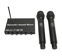 Yunseity de Micrófono Inalámbrico Dual, Mezclador de Karaoke con Micrófono Inalámbrico Profesional de Alto Rendimiento para Amplificador de Computadora (Enchufe de la UE)