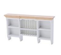 Yunseity Gabinete de Almacenamiento Montado en la Pared para Casa de Muñecas a Escala 1/12, Estante de Armario de Cocina de Madera de Abedul Pintado a Mano para Decoración del Hogar en Miniatura y