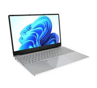Yunseity Laptop de Teclado Retroiluminado de 15.6in con Desbloqueo de Huellas Digitales para 10 Office Business Students ABS Silver (12+256g Enchufe de la UE)