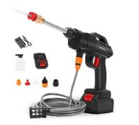 Yunseity Pistola de Lavado a Presión Inalámbrica, 600W de Alta Potencia 18V / 21V Baterías 350PSI Lavadora Eléctrica Inalámbrica Portátil, para Lavado de Autos, Riego de Flores, Etc.(EU Plug)