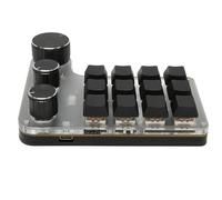 Yunseity Teclado Mecánico Multifuncional con 12 Botones Personalizados, 3 Perillas Giratorias, Interruptor Rojo, Control de Volumen, para, Vista, (BT inalámbrico (batería incorporada