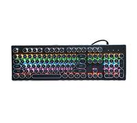Yunseity Teclado Mecánico para Juegos, Teclado Estilo Máquina de Escribir Retro Steampunk, Teclado Retroiluminado de Luz Mixta con Cable USB de 104 Teclas con Teclas Redondas(Negro)