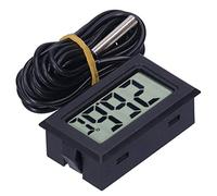 Yunseity Termómetro Digital Mini LCD Instrumento Electrónico de Medición de Temperatura con Cable, Carcasa de ABS de Alta Precisión con Lecturas Claras de -50 a 110 Celsius (BLACK)