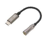 Yunseity Tipo C a 3.5 Mm Adaptador de Amplificador de Auriculares 32 Bits/384kHz Decodificador para PC, Chip CS43131, Cable Plateado Plateado de 15 Cm, Soporte DSD256 para Jugadores de PC (Black)
