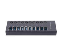 Yunseity USB 3.0 Data Hub Eficiente de 10 Puertos de 10 Puertos para la Consola de Juegos de PC portátil: Compatible con Varios Dispositivos, Carga Segura - Material de Aleación de Aluminio (Enchufe
