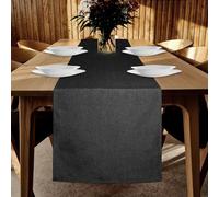 YUNSHANGHE Camino de mesa, impermeable, 40 x 140 cm, camino de mesa primavera, moderno, efecto lino, lavable, perfecto para comedor, fiestas, festividades, decoración (negro)