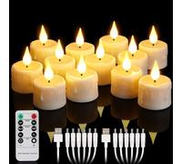 yunsheng 12 velas de té recargables con mando a distancia y temporizador de 4/6 horas, recargables, sin llama, con 2 cables USB, mecha de silicona 3D, luz blanca cálida para decoración del hogar
