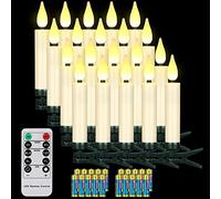 Yunsheng 20 velas LED para árbol de Navidad inalámbricas con mando a distancia, temporizador, funciona con pilas, parpadeo sin llama, guirnalda de luces de Navidad, IP64 (contiene 20 baterías)