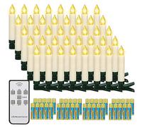 yunsheng 40 velas LED de Navidad, velas inalámbricas para árbol de Navidad con temporizador de mando a distancia, funciona con pilas, sin llama, cadena de luces para árbol de Navidad, IP64, (contiene
