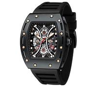 YUNSML Tonneau - Reloj de pulsera para hombre, estilo informal, esfera grande, luminoso, impermeable, deportivo, analógico, de cuarzo, para negocios, correa de silicona negra, correa de silicona
